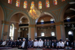 Baku, Azerbaijan, April 1999. Friday prayers in the main city mosque.