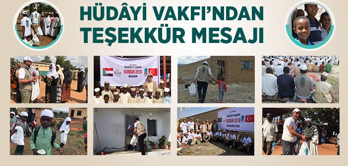 Hüdayi Vakfı'ndan Teşekkür Mesajı