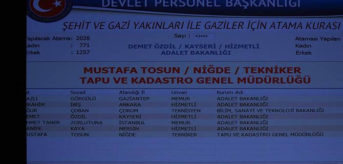 226 Şehit ve Gazi Yakını İle Gazinin Ataması Yapıldı