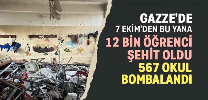 İşgalciler, Gazze'de 7 Ekim'den Bu Yana 12 Bin Öğrenciyi Şehit Etti, 567 Okulu Bombaladı