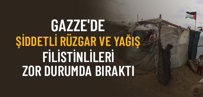 Gazze'de Şiddetli Rüzgar ve Yağış Nedeniyle Yüz Binlerce Filistinli Zor Anlar Yaşadı