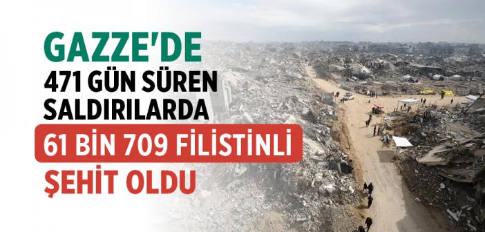 İşgalcilerin Gazze'ye 471 Gün Sürdürdüğü Saldırılarında 61 Bin 709 Filistinli Şehit Oldu